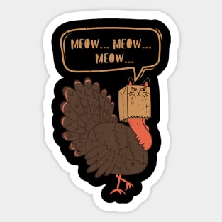 Thanksgiving Funny Turkey Fake Cat Sticker